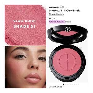 Giorgio Armani Luminous Silk Glow Blush Shade 51 Amore. NIB!